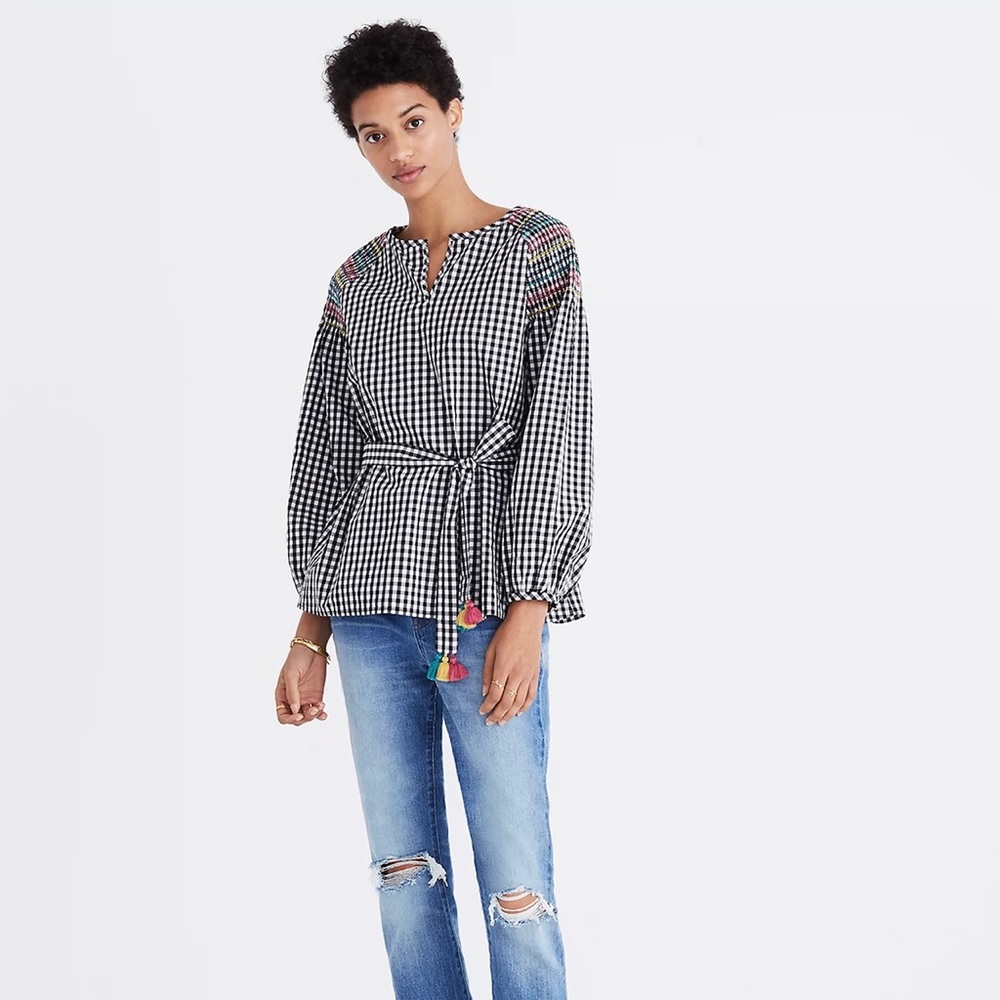 Madewell - Smocked Gingham Top - Picture 2 of 9
